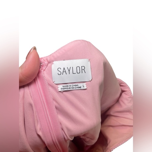 Saylor Lavenda Pink Metallic Tiered Mini Dress Size Large - Picture 7 of 7